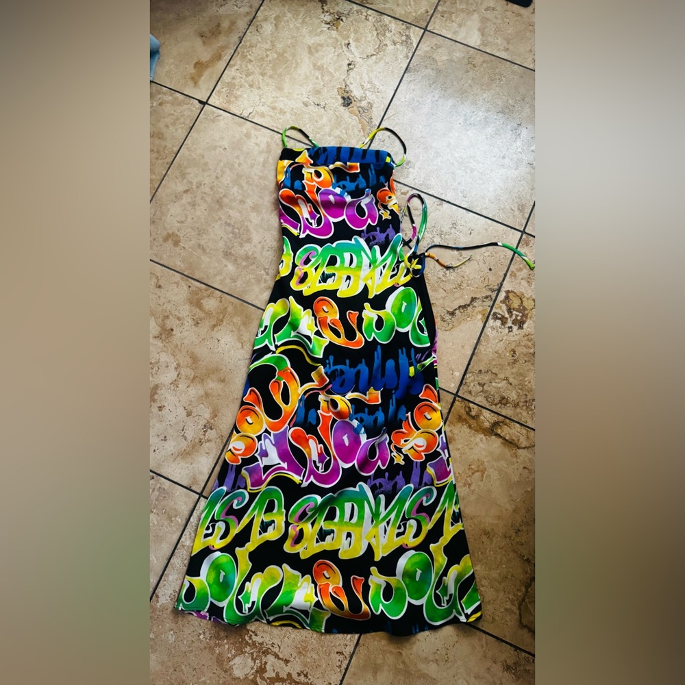 Colorful Neon Graffiti Maxi Dress